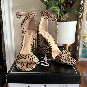 Cupid, for leopard print block heel. Lightly worn in great condition